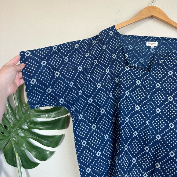 NWOT World Market Indigo Printed Cotton Caftan Dress - Picture 4 of 9